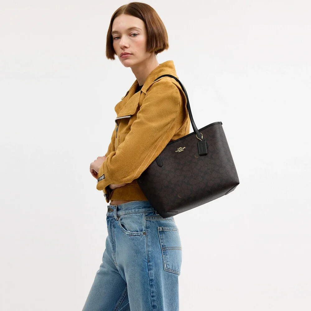 Coach Outlet Medium City Tote Bag In Signature Canvas